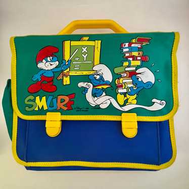 1990 Vintage Smurf Backpack/ Briefcase (Marked Pe… - image 1