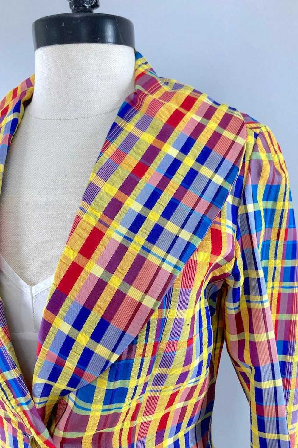 Vintage Blue & Gold Plaid Jacket - image 3