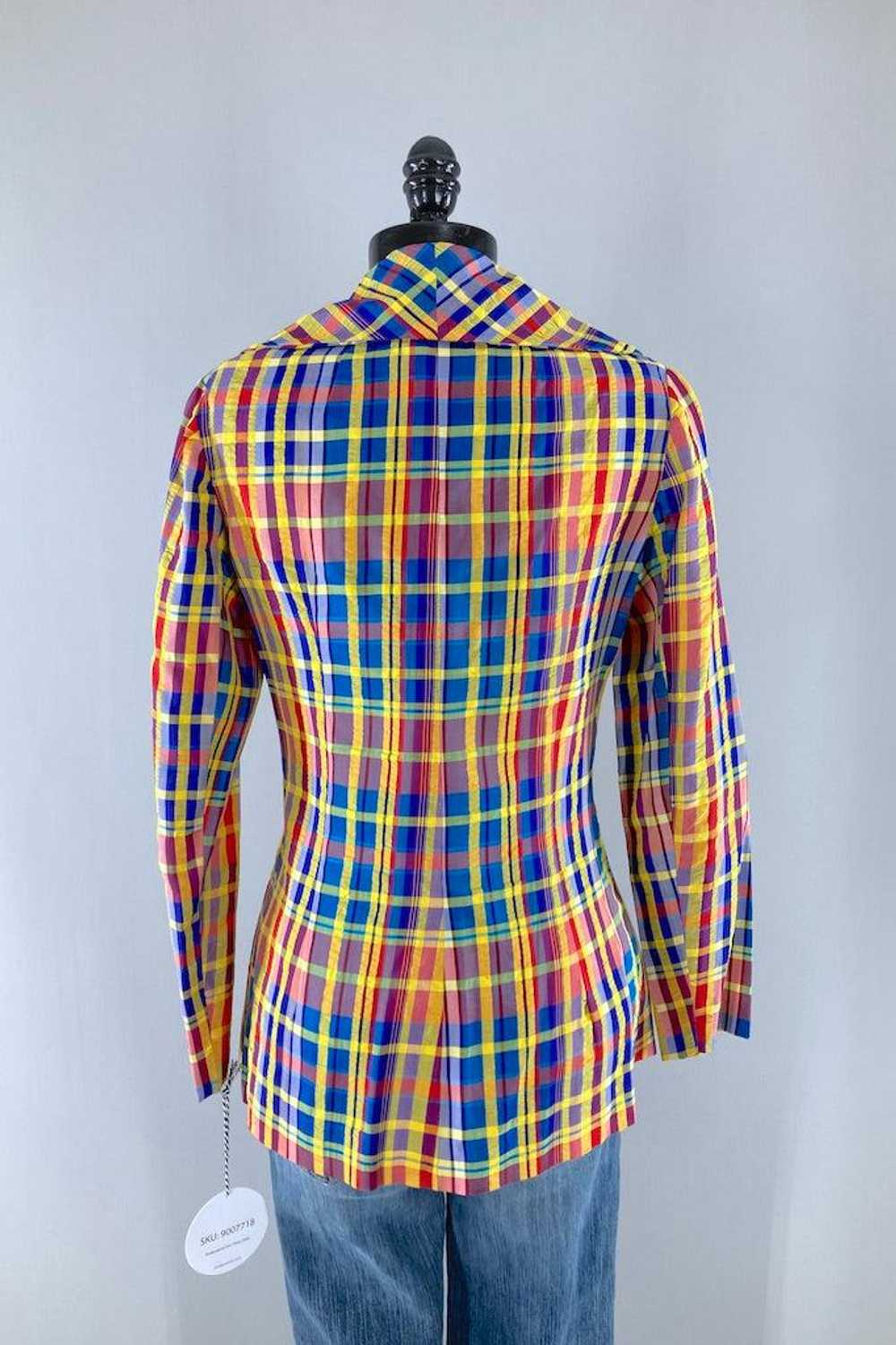 Vintage Blue & Gold Plaid Jacket - image 5