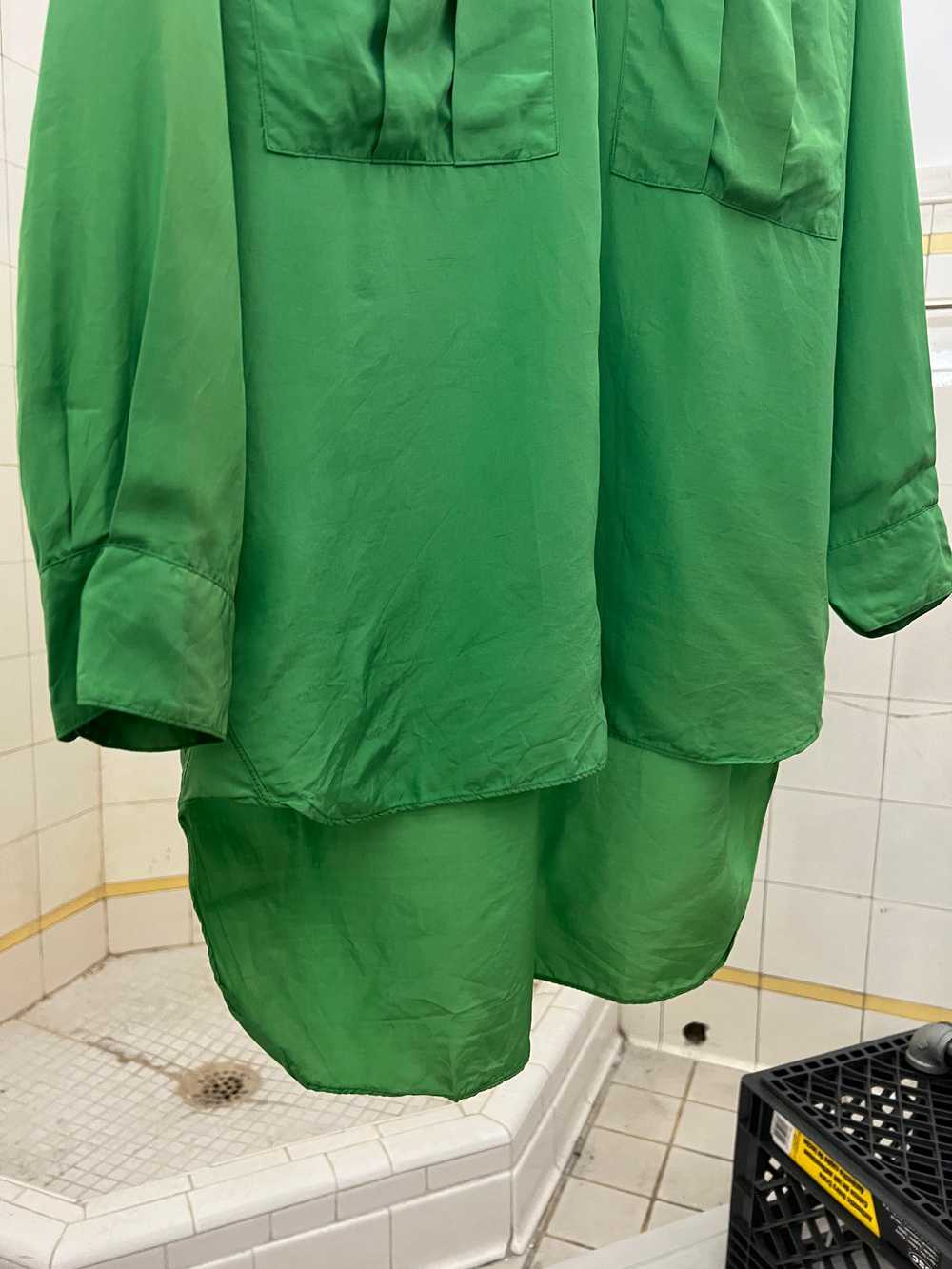 1980s Katharine Hamnett Green Silk Cargo Shirt - … - image 3