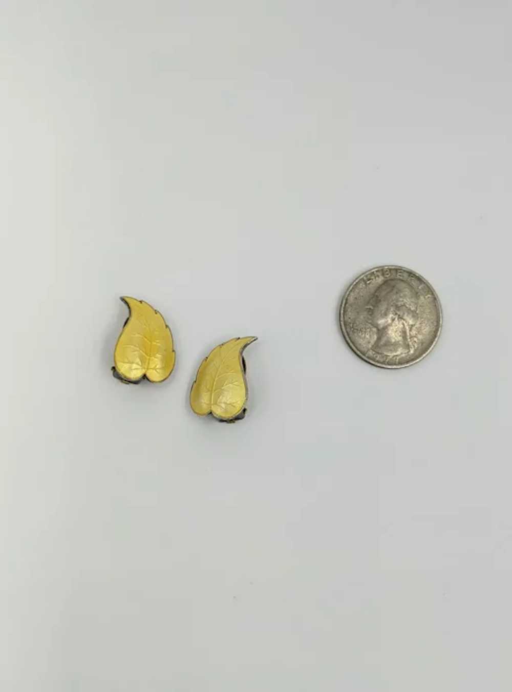 Norway Sterling Silver Yellow Enamel Leaf Designe… - image 8