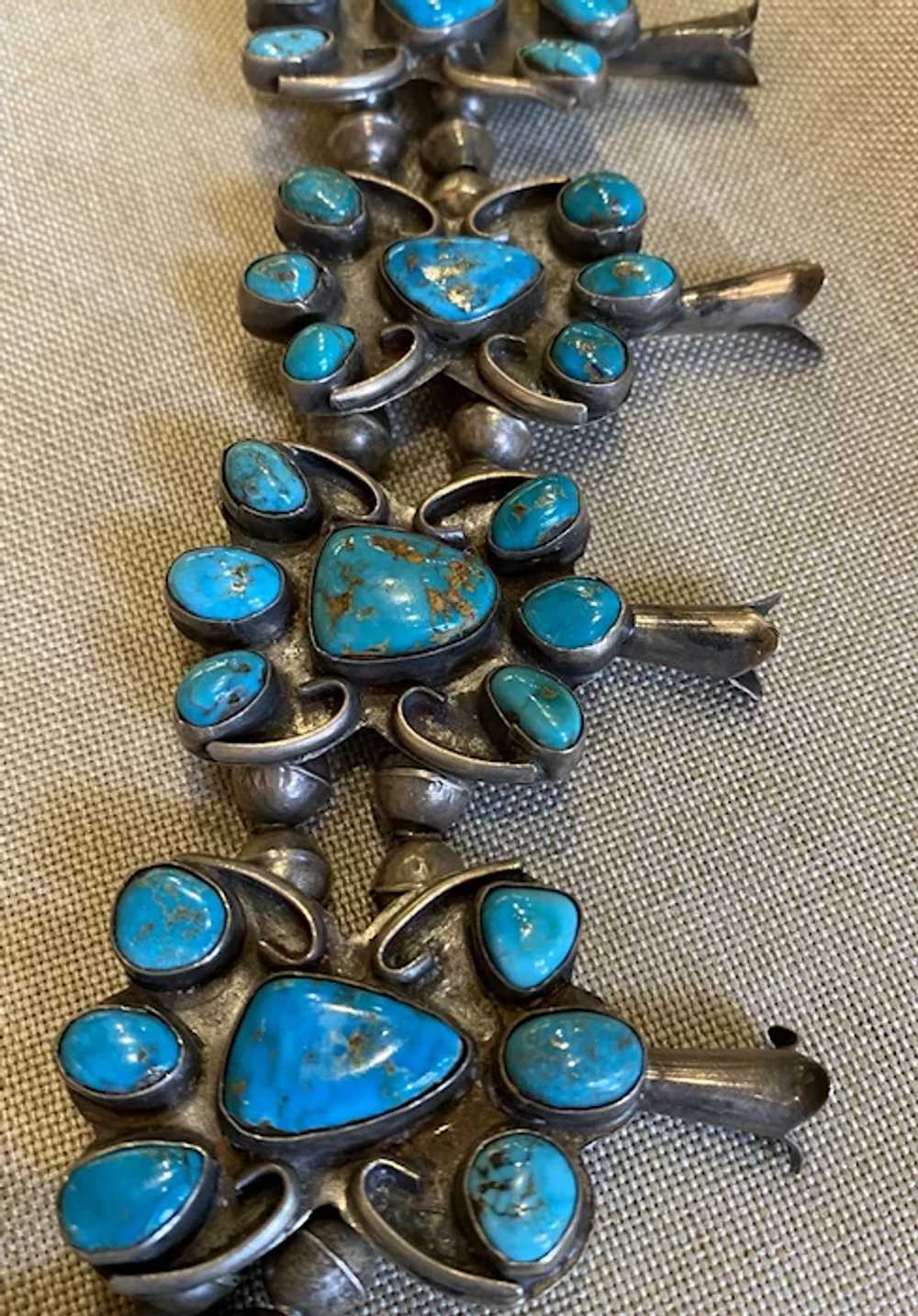 Vintage Blue Gem Turquoise Squash Necklace - image 2