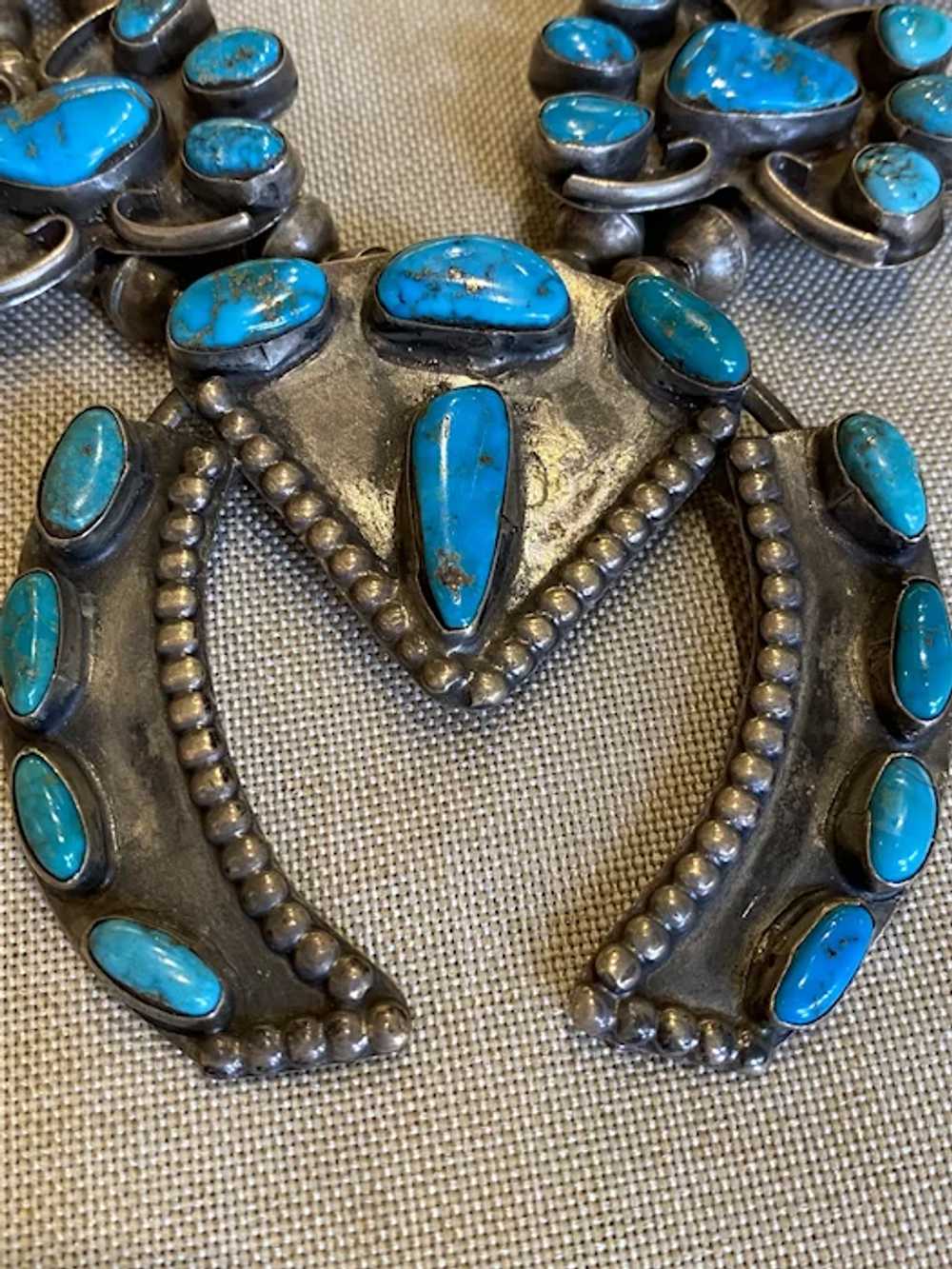 Vintage Blue Gem Turquoise Squash Necklace - image 4