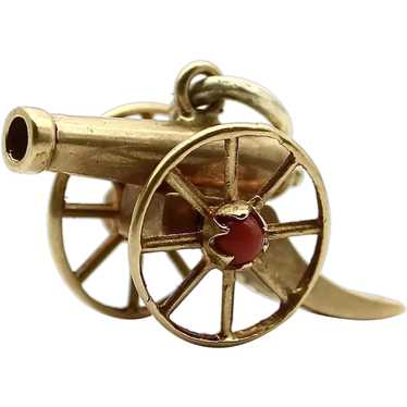 18K Gold Victorian Articulated Cannon Charm