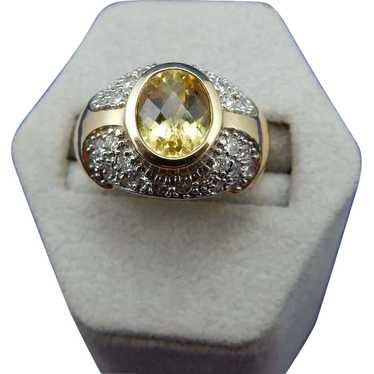 Estate 14 Karat Citrine and Diamond Ring - image 1