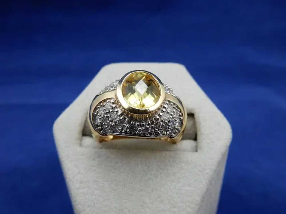 Estate 14 Karat Citrine and Diamond Ring - image 2