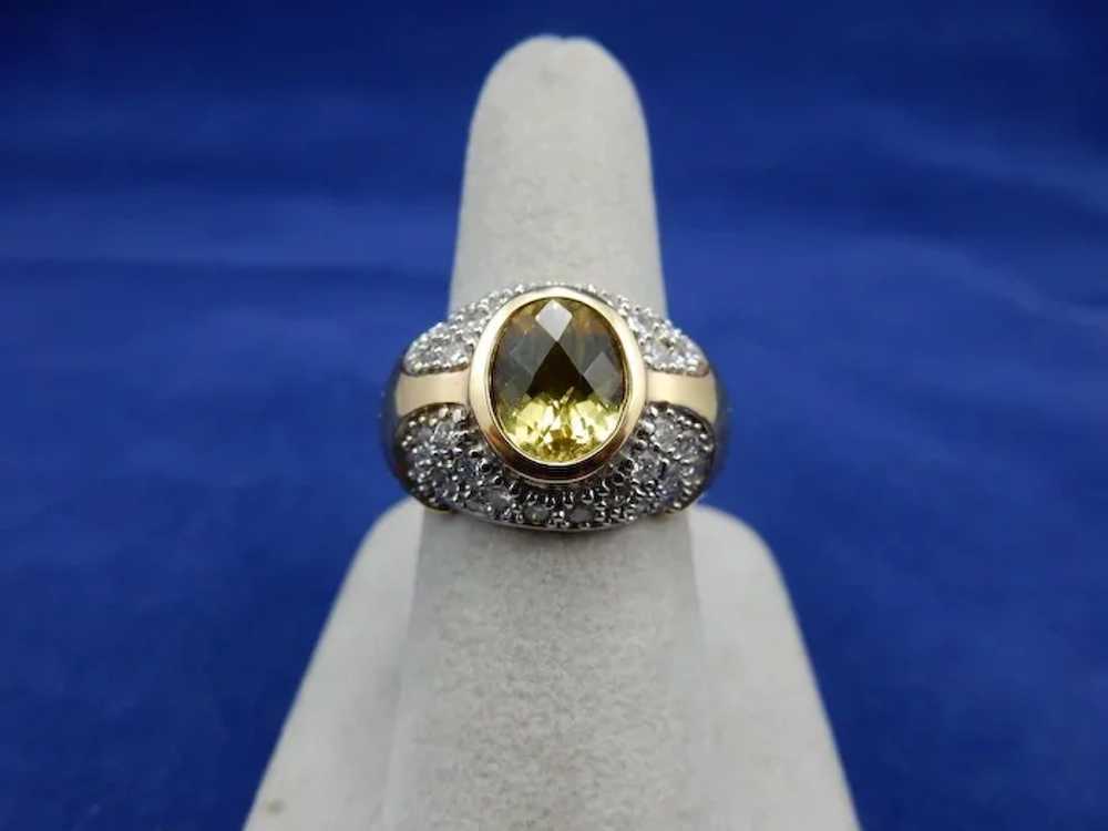 Estate 14 Karat Citrine and Diamond Ring - image 3