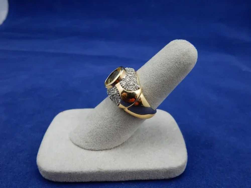 Estate 14 Karat Citrine and Diamond Ring - image 4