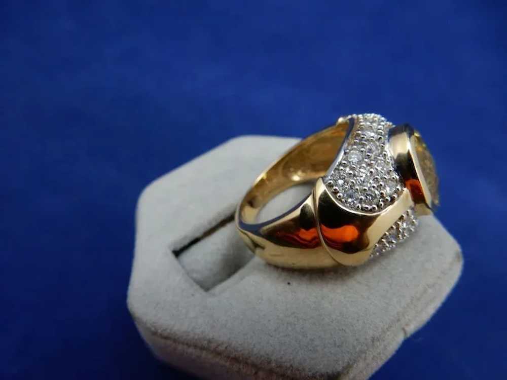 Estate 14 Karat Citrine and Diamond Ring - image 7