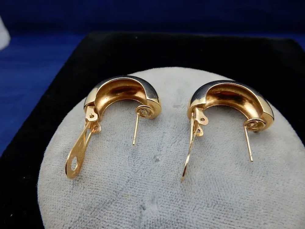 Estate 14 Karat Half Circle Hoop Earrings - image 4