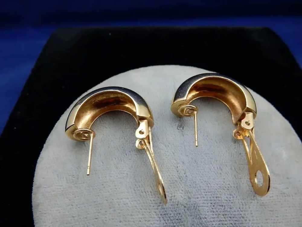 Estate 14 Karat Half Circle Hoop Earrings - image 9