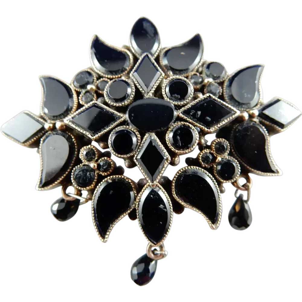 14 Karat Black Onyx Mourning Pin - image 1