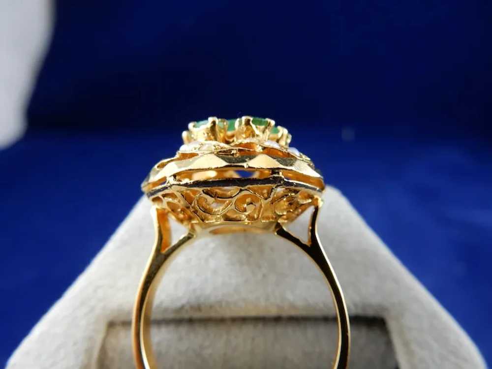 22 Karat Emerald and Seed Pearl Ring - image 6