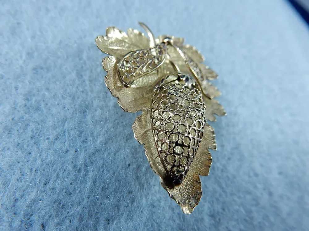 14 Karat Vintage Leaf Pin with Diamond Accent - image 4