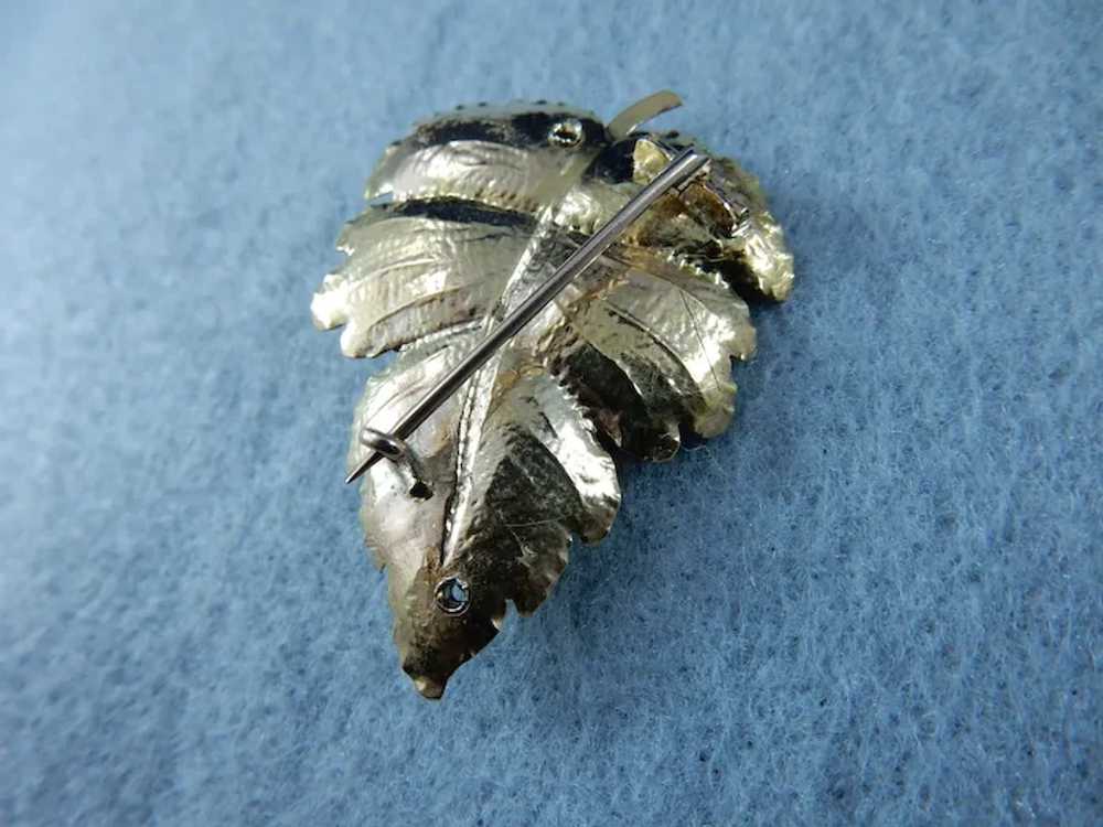 14 Karat Vintage Leaf Pin with Diamond Accent - image 7