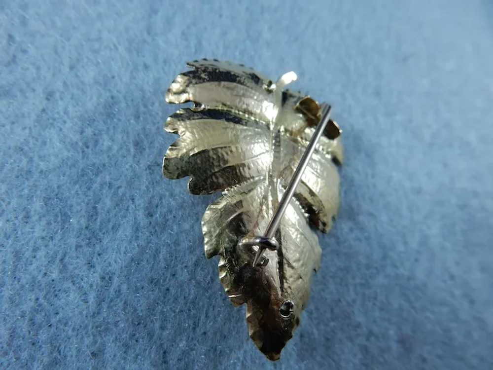 14 Karat Vintage Leaf Pin with Diamond Accent - image 8