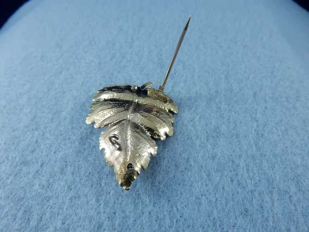 14 Karat Vintage Leaf Pin with Diamond Accent - image 9