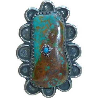 Huge Vintage Native American Navajo Turquoise Eagle Sterlingilvebracelet Huge Vintage Native American Navajo Turquoise Eagle Sterlingilvebracelet