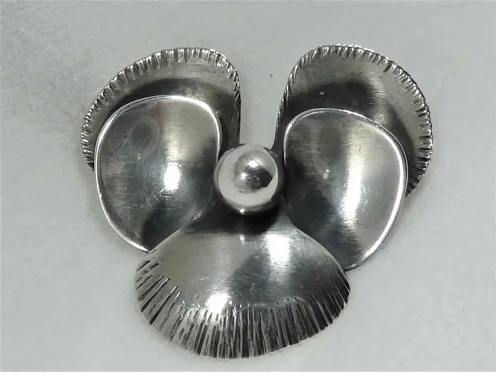 Sterling Silver Pansy Pin Earrings ORB Otto Rober… - image 2