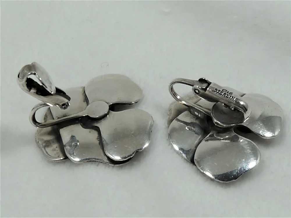 Sterling Silver Pansy Pin Earrings ORB Otto Rober… - image 5