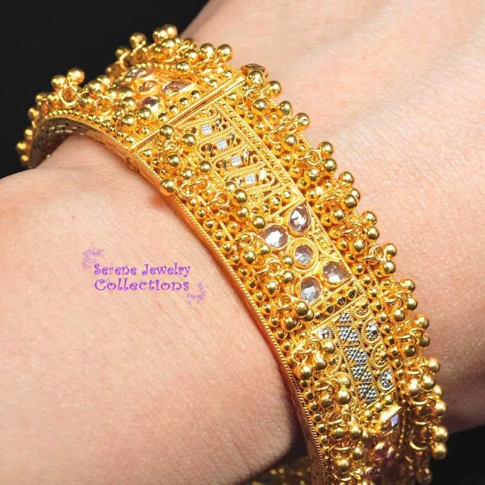 22k Solid Yellow And White Gold Fancy Bangle brac… - image 2