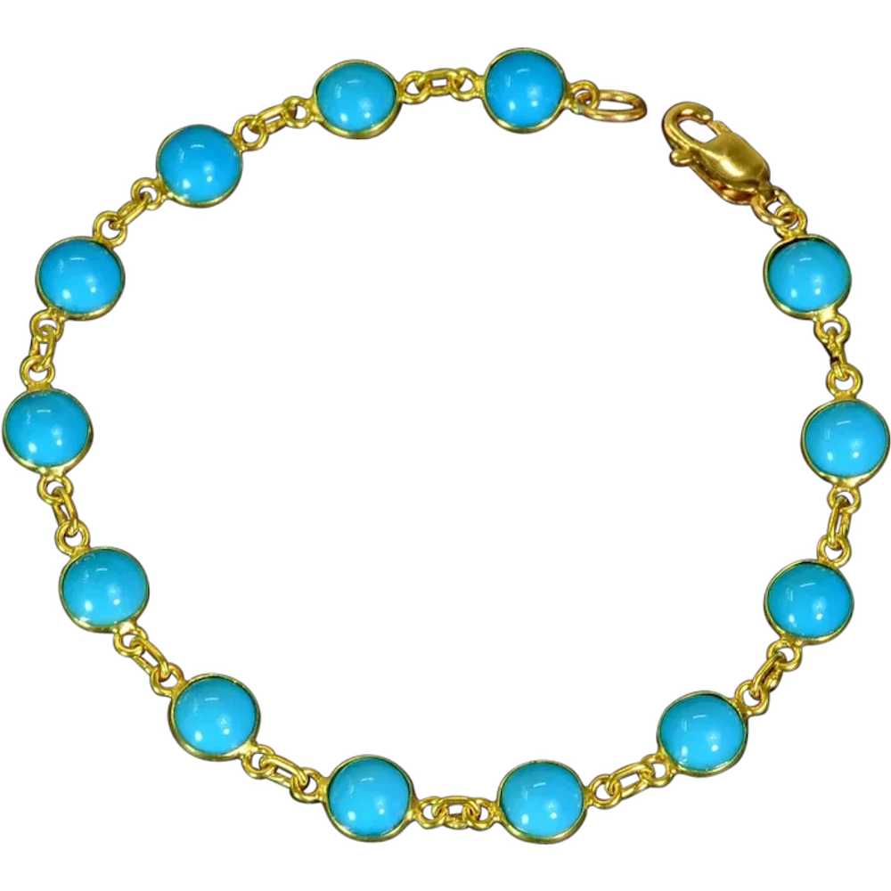 18k Solid Yellow Gold Bracelet With 6.4mm Sleepin… - image 1