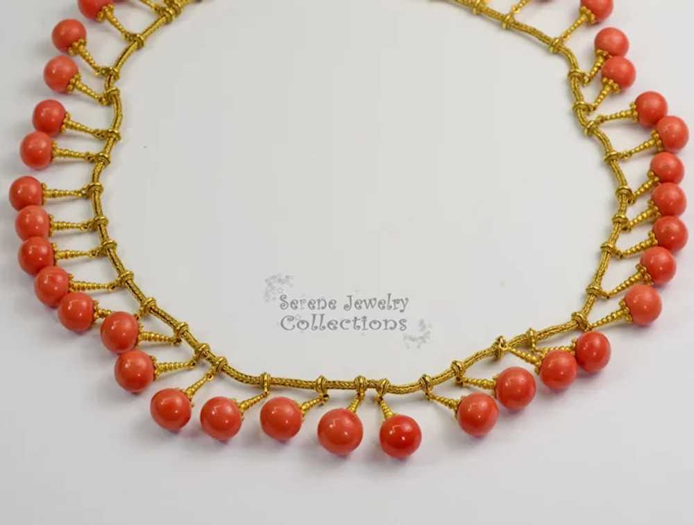 8.6MM-10.5MM Coral Round 21k Solid gold Necklace … - image 8