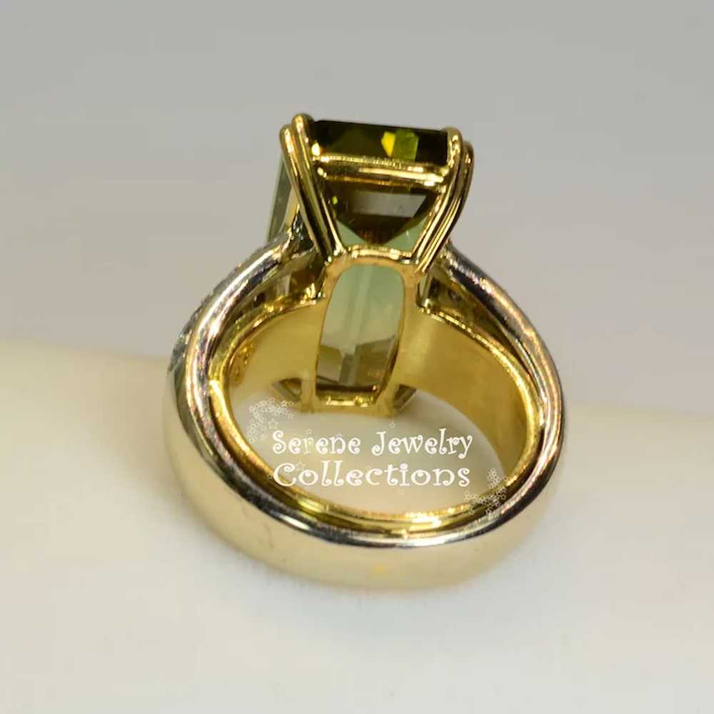 16.98CT Green yellow Bi-Color Tourmaline Diamond … - image 3