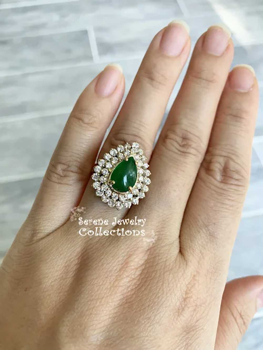 GIA Untreated 1.7CT Jadeite Jade Diamond 18k Yell… - image 12