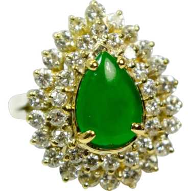 GIA Untreated 1.7CT Jadeite Jade Diamond 18k Yell… - image 1