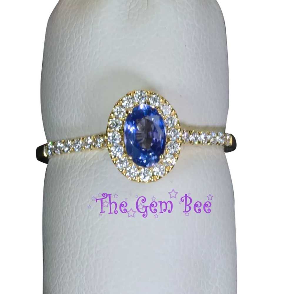 14k Solid Yellow Gold Natural Blue Sapphire Oval … - image 1