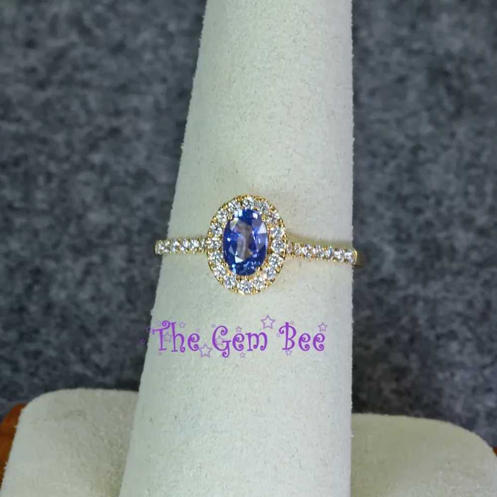 14k Solid Yellow Gold Natural Blue Sapphire Oval … - image 5