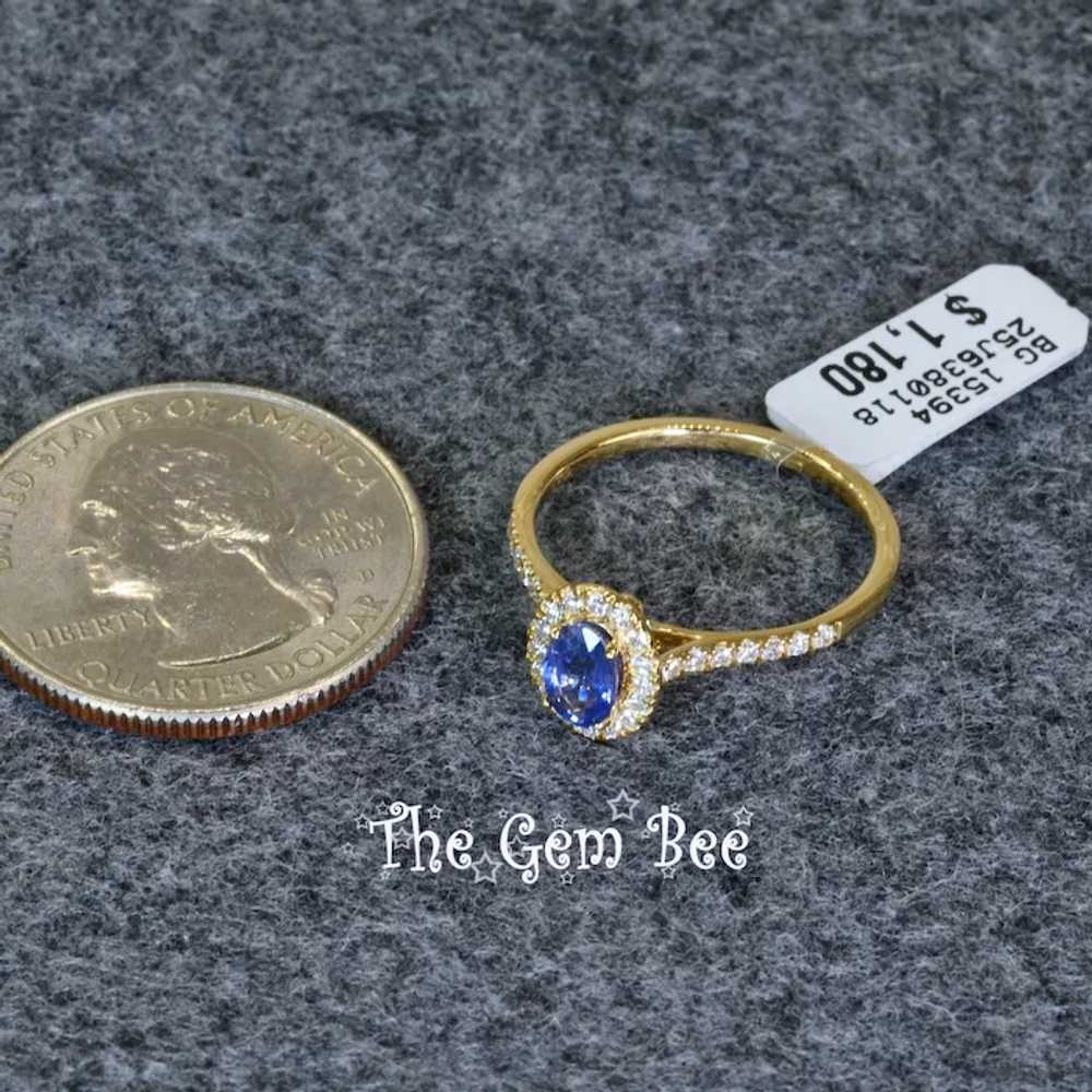 14k Solid Yellow Gold Natural Blue Sapphire Oval … - image 8