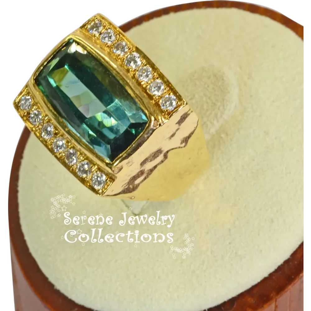 8CT Indicolite Blue Tourmaline Diamond 14k yellow… - image 1