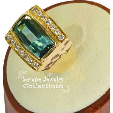 8CT Indicolite Blue Tourmaline Diamond 14k yellow 