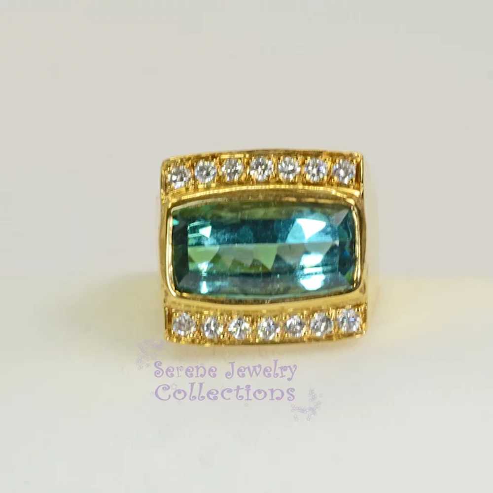 8CT Indicolite Blue Tourmaline Diamond 14k yellow… - image 6