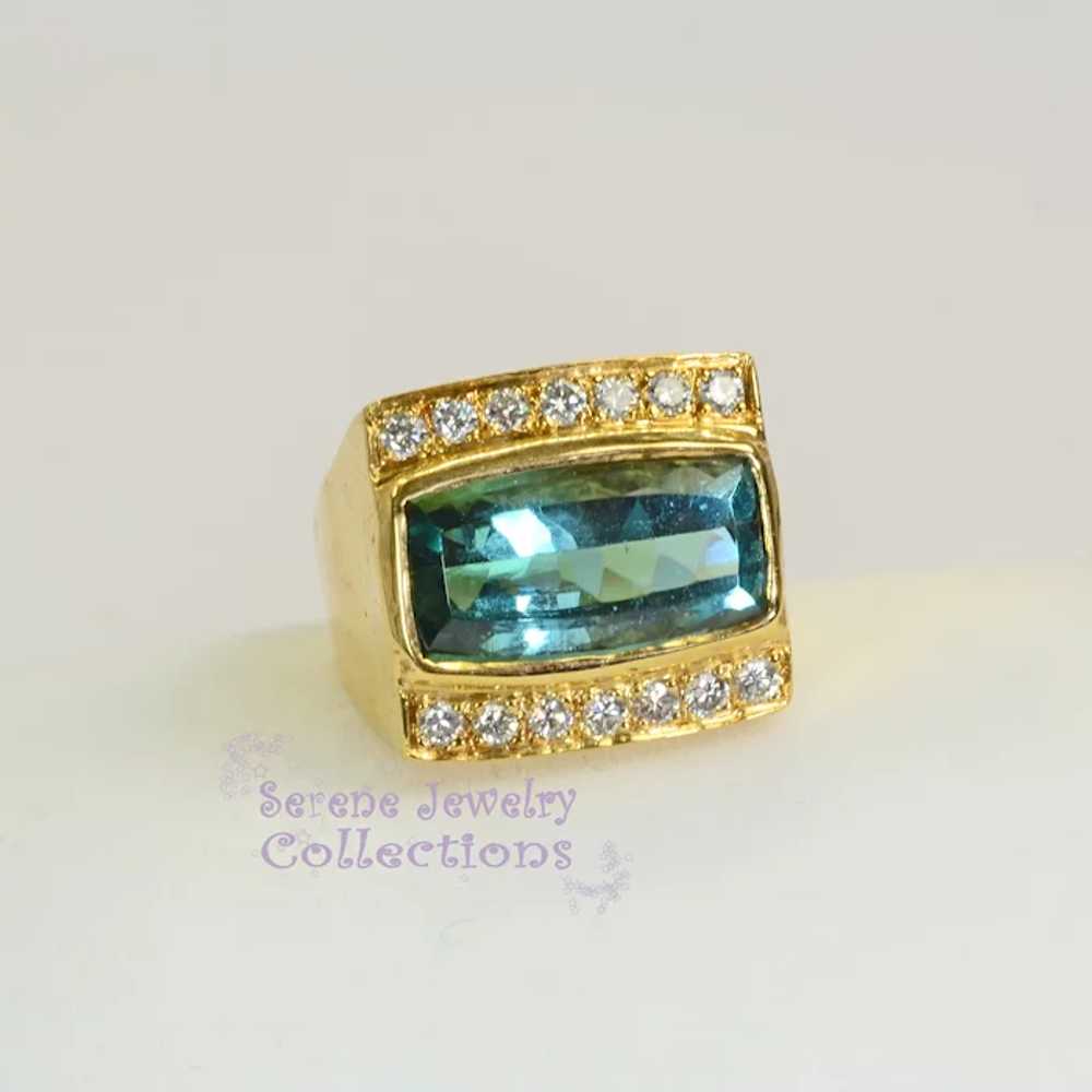 8CT Indicolite Blue Tourmaline Diamond 14k yellow… - image 7