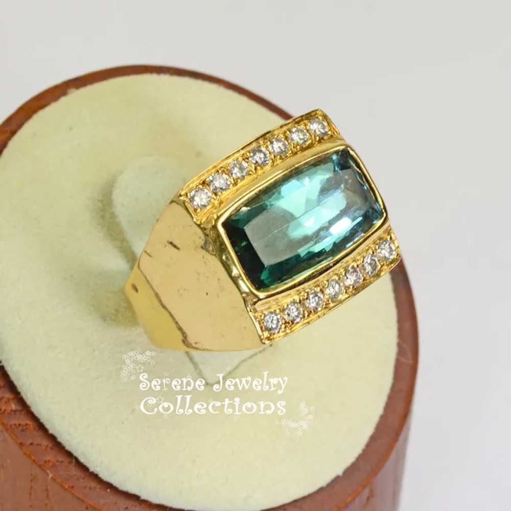 8CT Indicolite Blue Tourmaline Diamond 14k yellow… - image 8