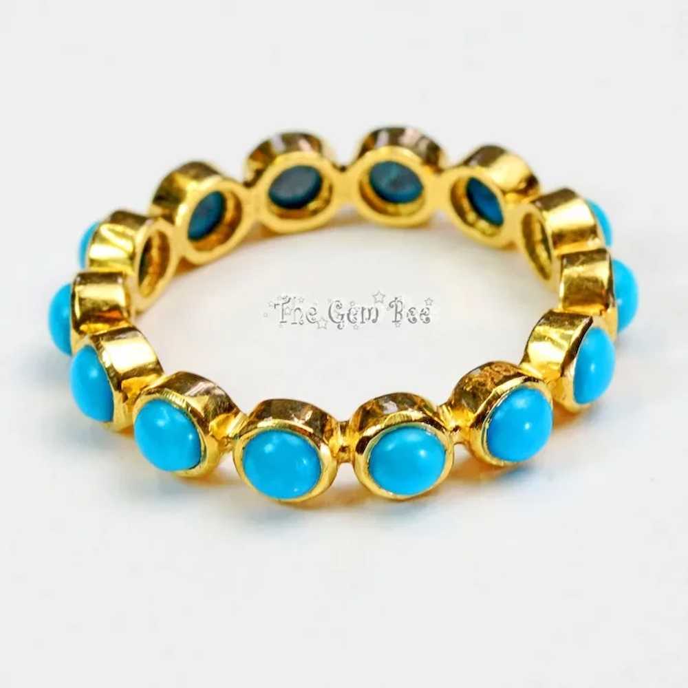 18k Solid Yellow Gold Sleeping Beauty Turquoise E… - image 5