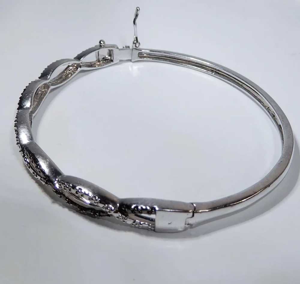 Silvertone Hinged Bangle Bracelet with Security C… - image 4