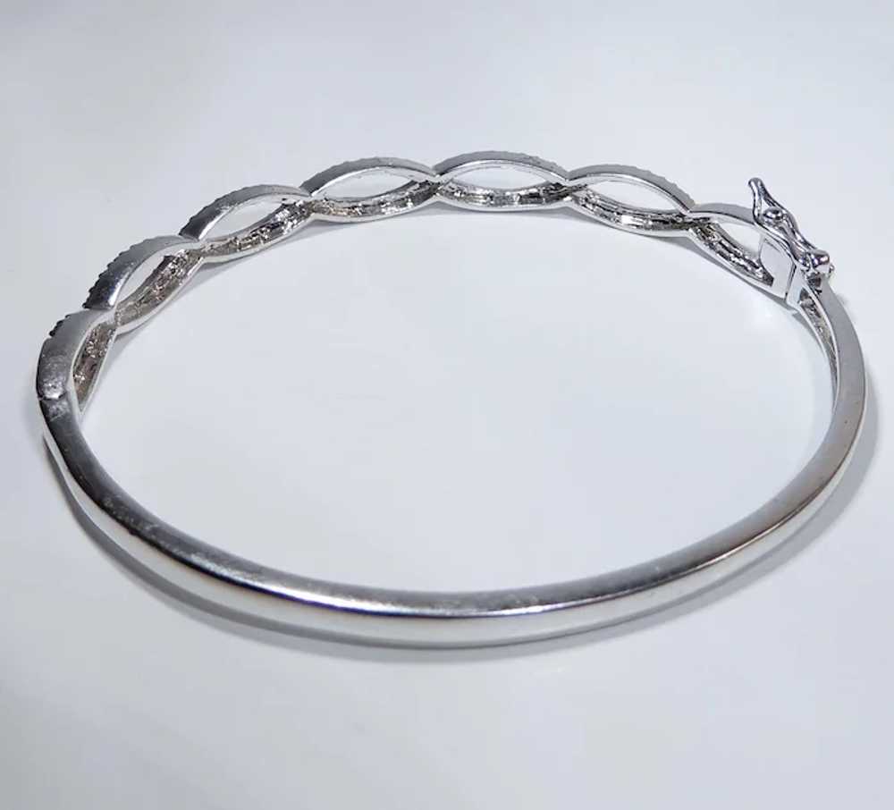 Silvertone Hinged Bangle Bracelet with Security C… - image 7