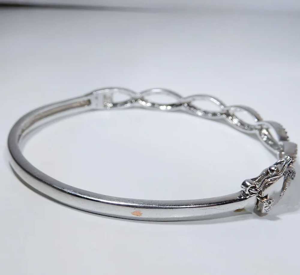 Silvertone Hinged Bangle Bracelet with Security C… - image 8
