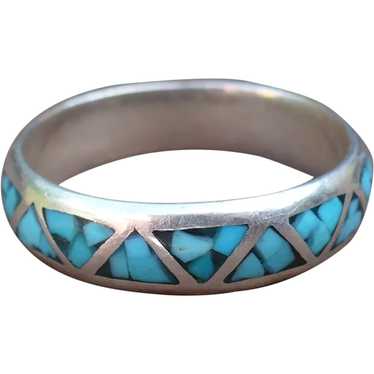 Sterling Turquoise Band Ring - image 1