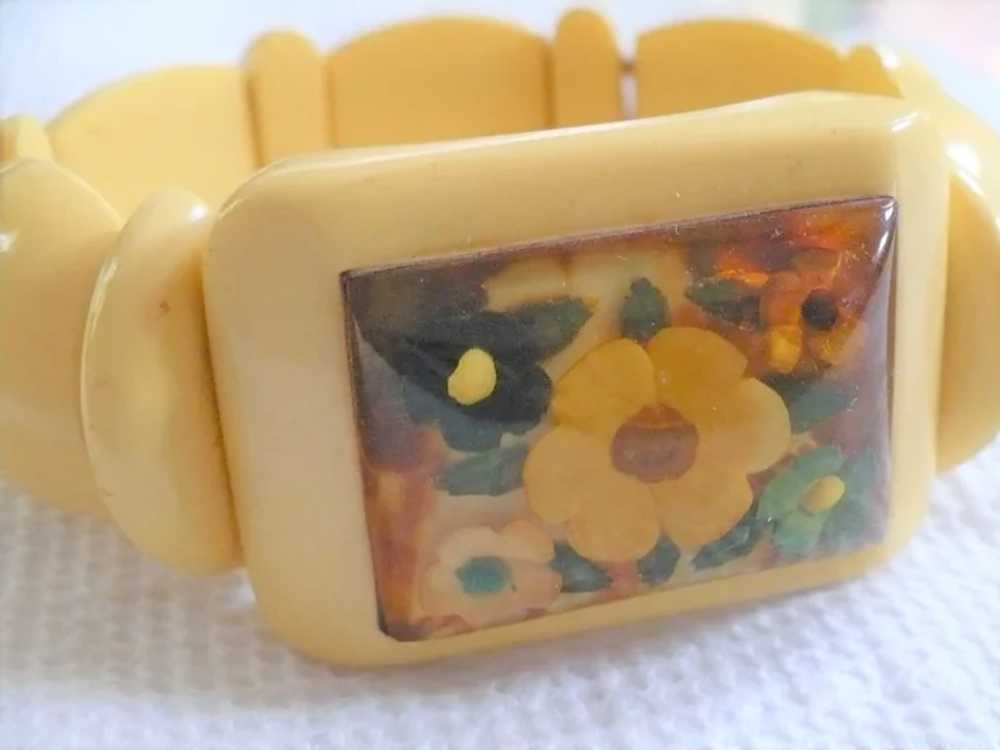 Cream Bakelite Stretch Bracelet - image 3