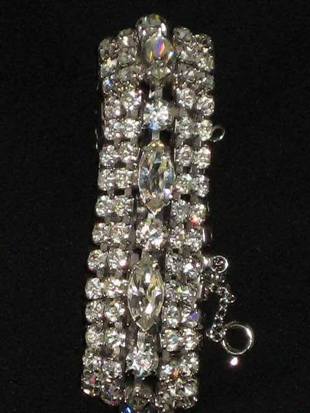 Exceptional Vintage 5 Row Prong Set Rhinestone Br… - image 1