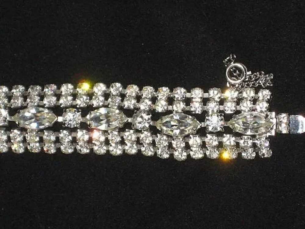 Exceptional Vintage 5 Row Prong Set Rhinestone Br… - image 2