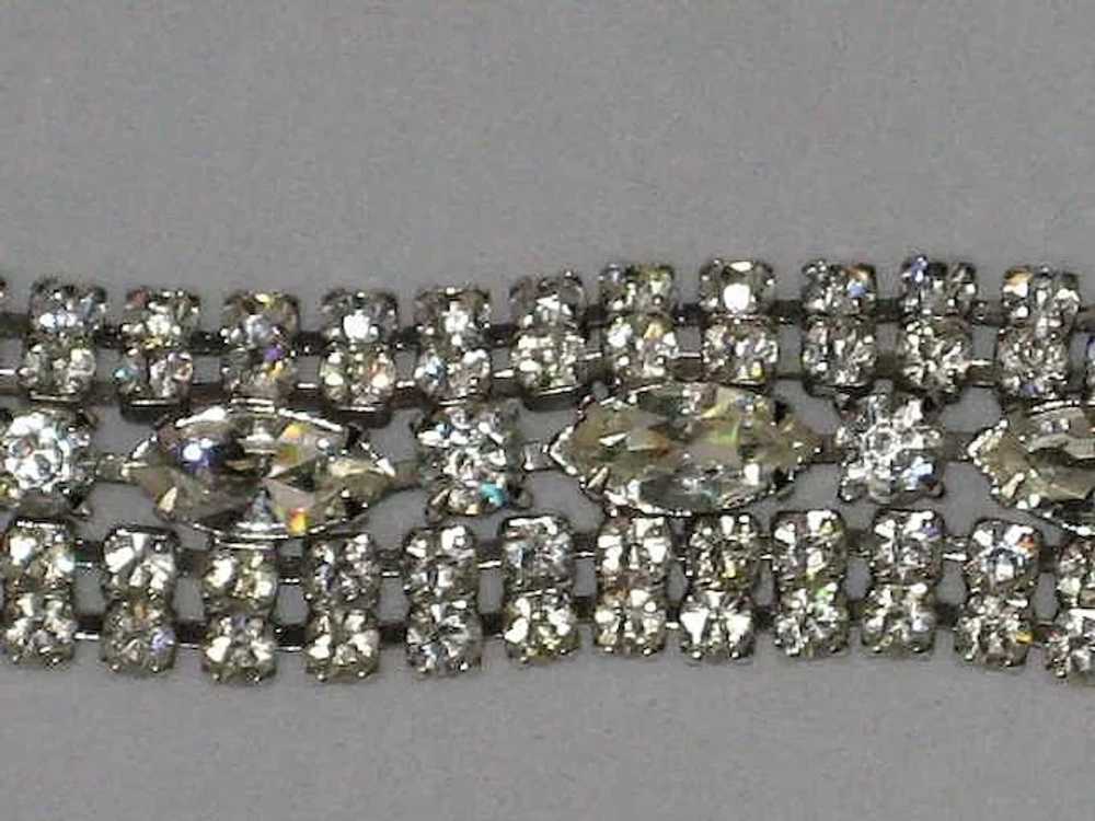 Exceptional Vintage 5 Row Prong Set Rhinestone Br… - image 3