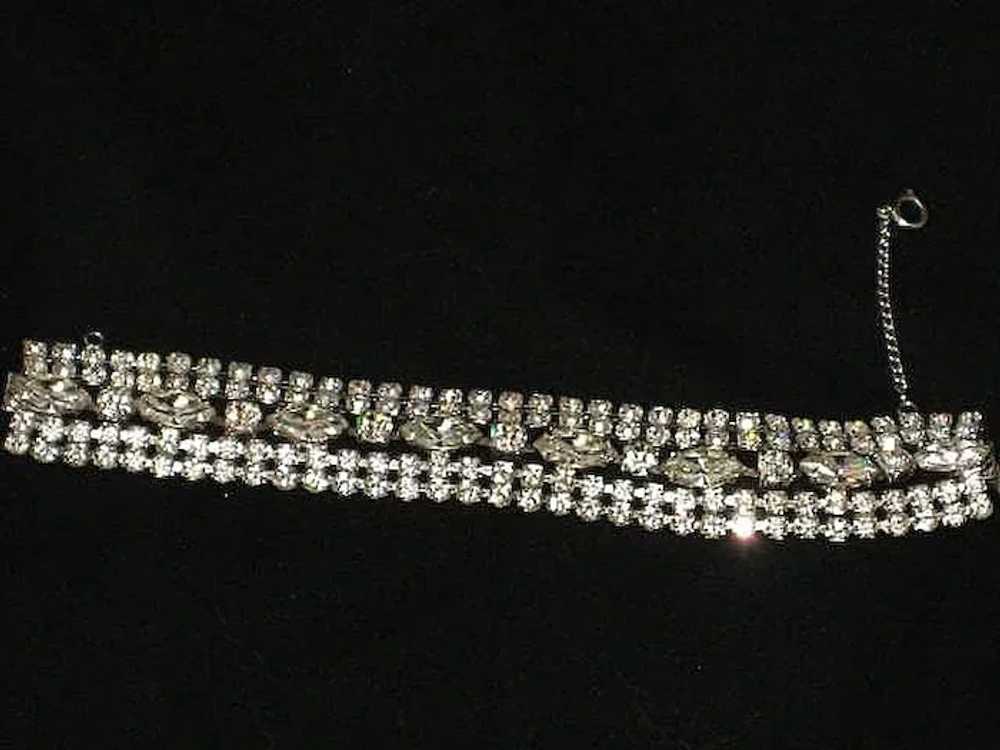 Exceptional Vintage 5 Row Prong Set Rhinestone Br… - image 4