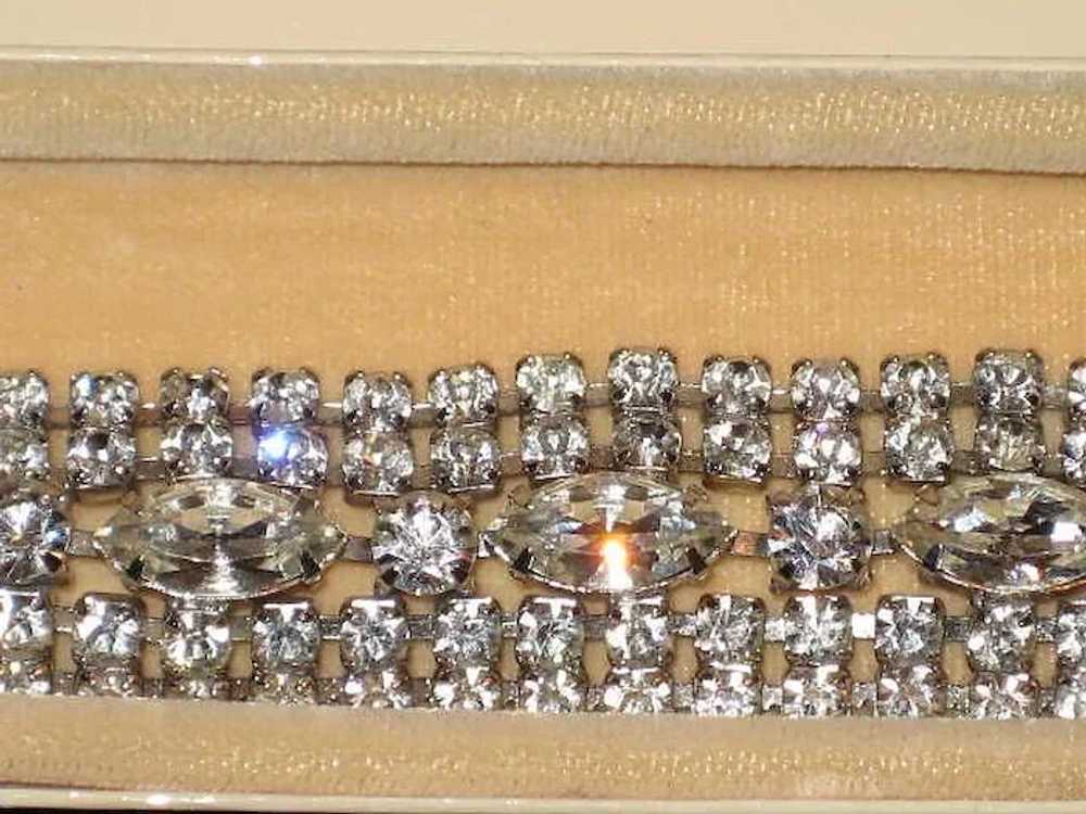 Exceptional Vintage 5 Row Prong Set Rhinestone Br… - image 6