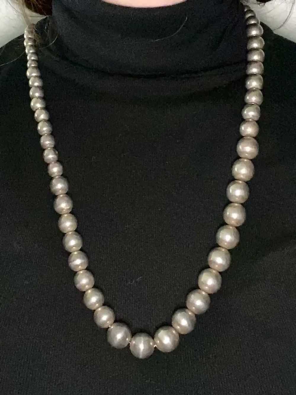 Vintage MEXICAN STERLING Bead Necklace  (28" long) - image 2